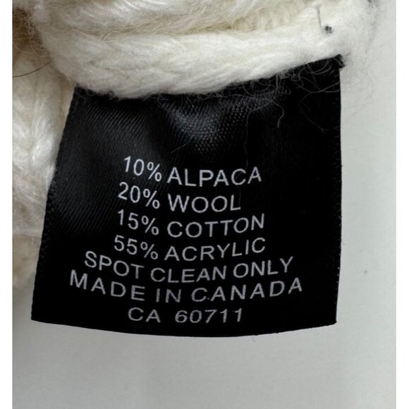 Norla Canada White Knit Beanie Hat With Faux Fur Pom - Picture 5 of 6